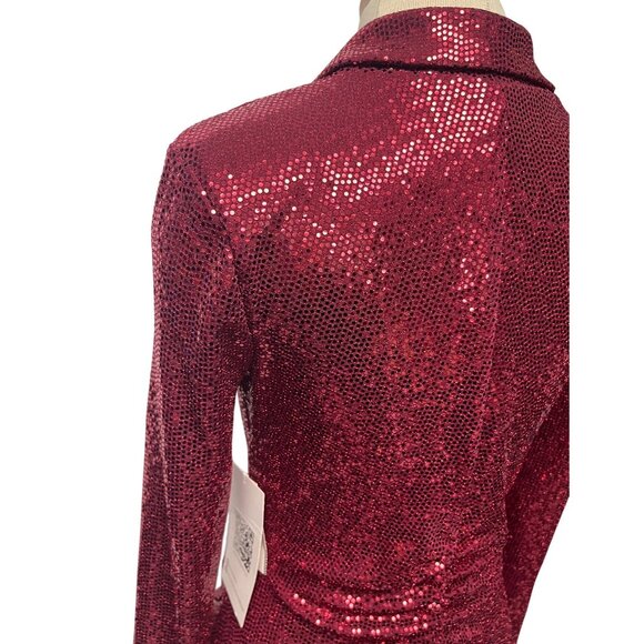 NWT MEDIUM JUNIORS Emerald Sundae Red Sequin Tuxedo Bodycon Christmas Dress - Picture 6 of 13